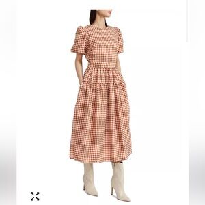 En Saison
Women's Juni Round-Neck Bubble-Sleeve Tie-Back Midi dress